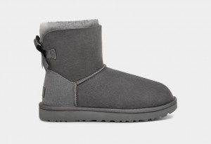 Cizme Ugg Mini Bailey Bow II Dama Gri | 9172GIDEK