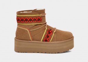 Cizme cu Platforma Ugg Clasici Mini II Braid Dama Maro | 2530KZIYO