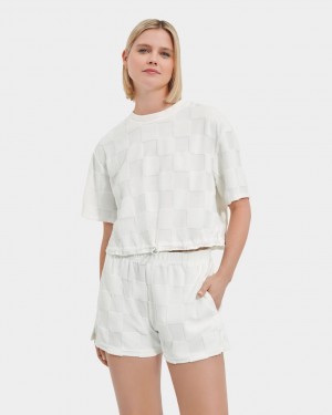 Topuri Ugg Teagin Sleeve Check Dama Albi | 1042RACQH