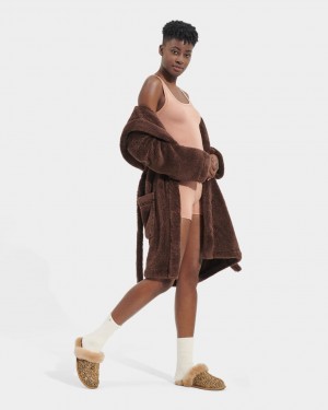 Îmbrăcăminte De Dormit Ugg Aarti Plush Robe Dama Ciocolata | 3705QCBWK