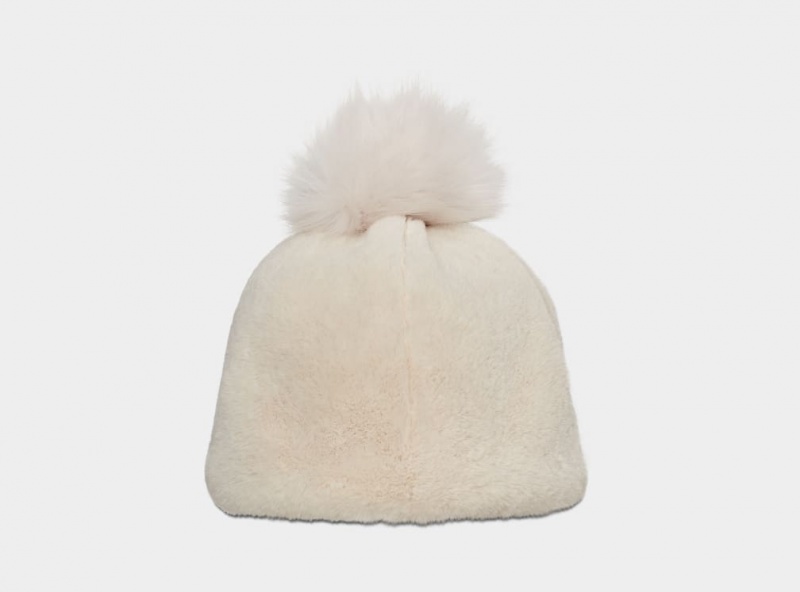 Caciuli Ugg Faux Fur W Pom Dama Albi | 2916ZFKEN