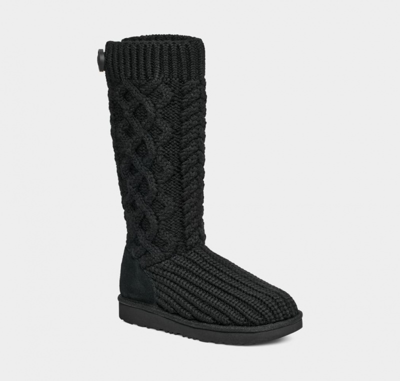 Cizme Ugg Clasici Cardi Cabled Knit Copii Negrii | 4286LFUKZ