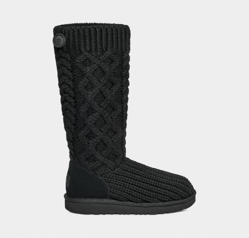 Cizme Ugg Clasici Cardi Cabled Knit Copii Negrii | 4286LFUKZ