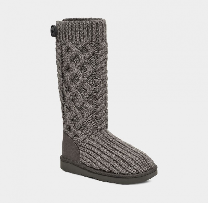 Cizme Ugg Clasici Cardi Cabled Knit Copii Gri | 3019IFLOS