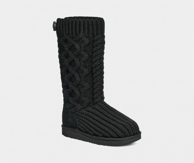 Cizme Ugg Clasici Cardi Cabled Knit Copii Negrii | 2081XWBPQ