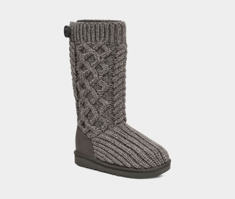 Cizme Ugg Clasici Cardi Cabled Knit Copii Gri | 3206XJOZK