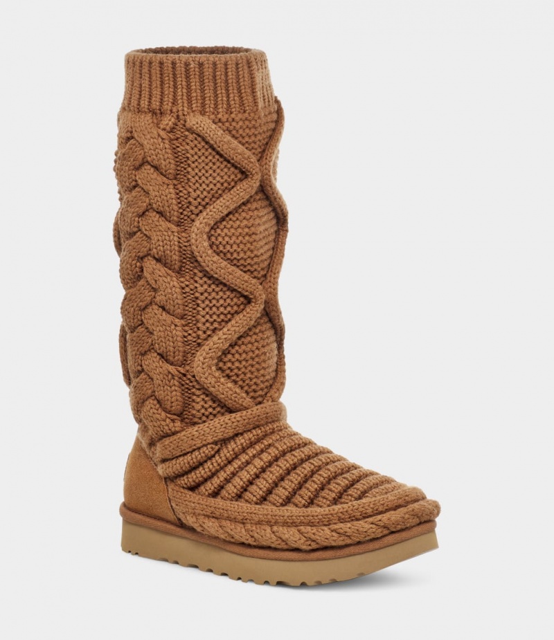 Cizme Ugg Clasici Cizme Inalte Grosolan Knit Dama Maro | 2954MPHST