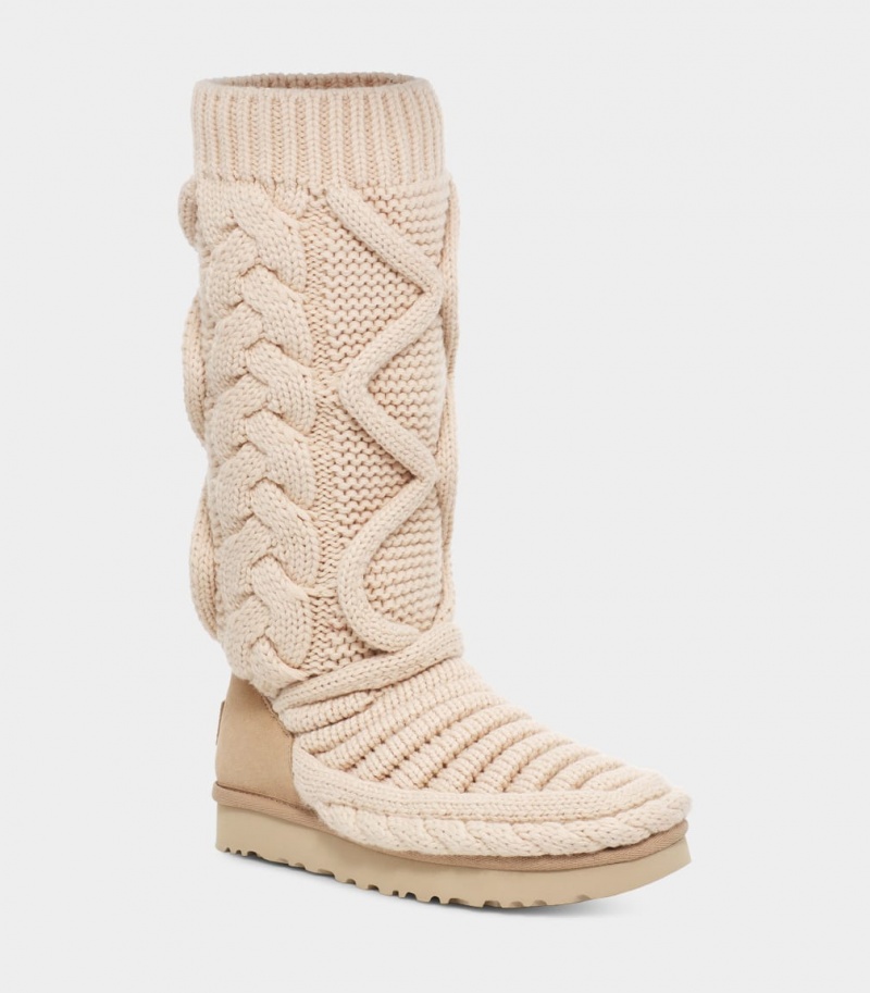 Cizme Ugg Clasici Cizme Inalte Grosolan Knit Dama Bej | 7936VSDZN