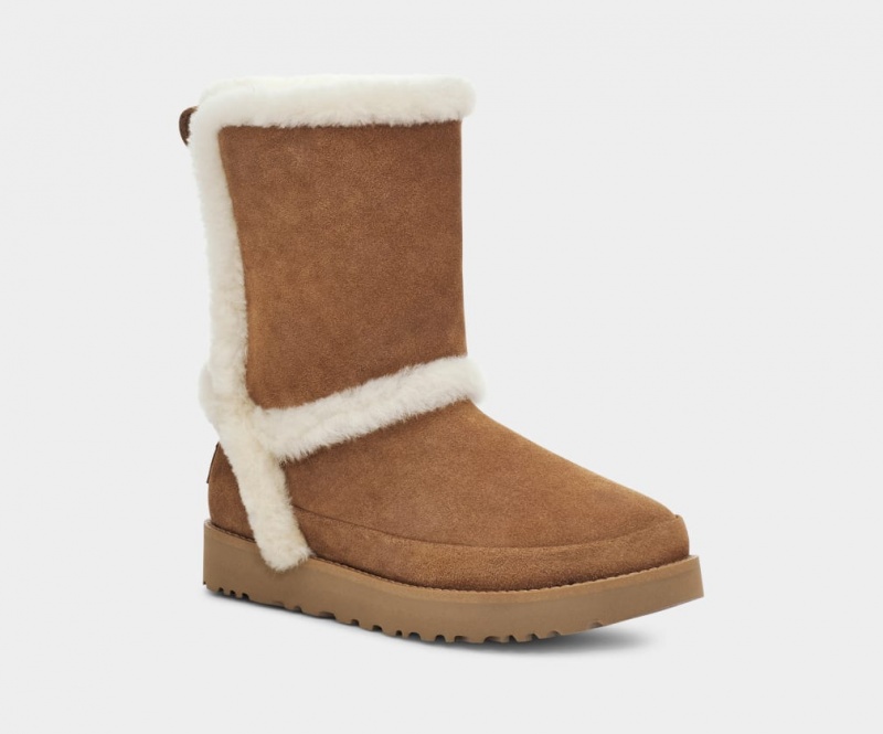 Cizme Ugg Clasici Fluff Spill Seam Dama Maro | 1697FKPDB