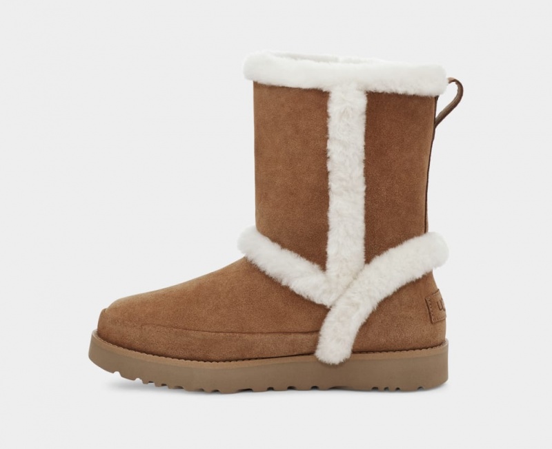 Cizme Ugg Clasici Fluff Spill Seam Dama Maro | 1697FKPDB