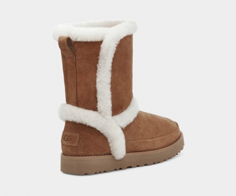 Cizme Ugg Clasici Fluff Spill Seam Dama Maro | 1697FKPDB