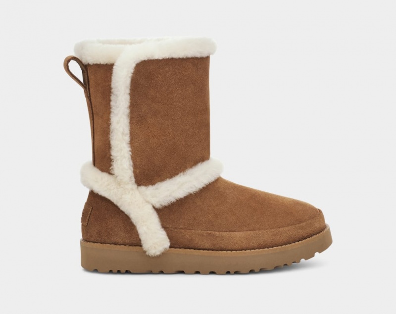 Cizme Ugg Clasici Fluff Spill Seam Dama Maro | 1697FKPDB