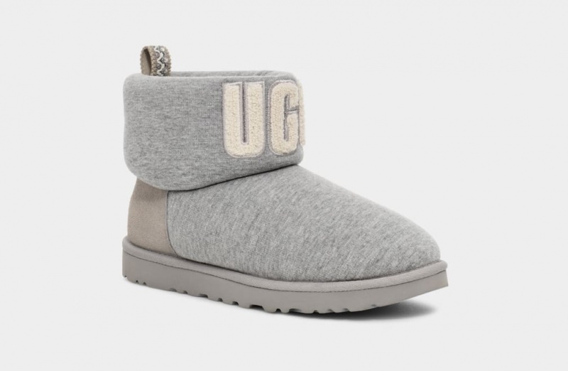 Cizme Ugg Clasici Mini Fur Jersey Cozy Dama Gri | 6058AILKB