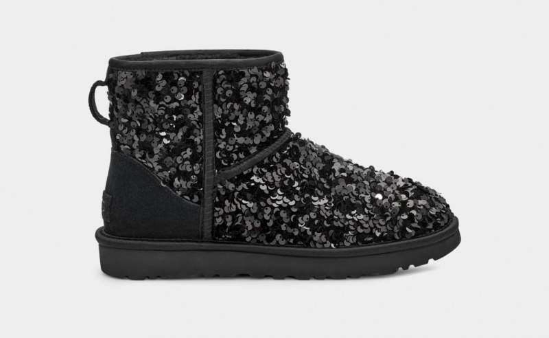 Cizme Ugg Clasici Mini Grosolan Sequin Dama Negrii | 3047ZRBDI