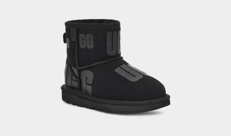 Cizme Ugg Clasici Mini Scatter Grafice Copii Negrii | 0937GHYVC