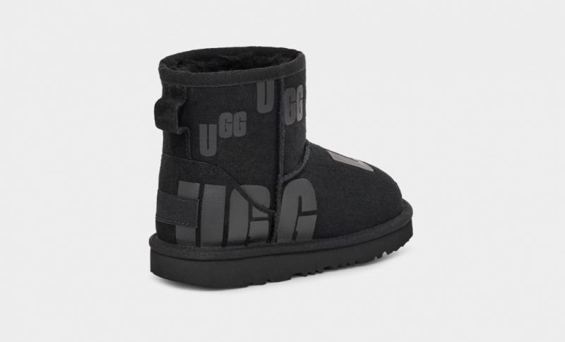 Cizme Ugg Clasici Mini Scatter Grafice Copii Negrii | 0937GHYVC