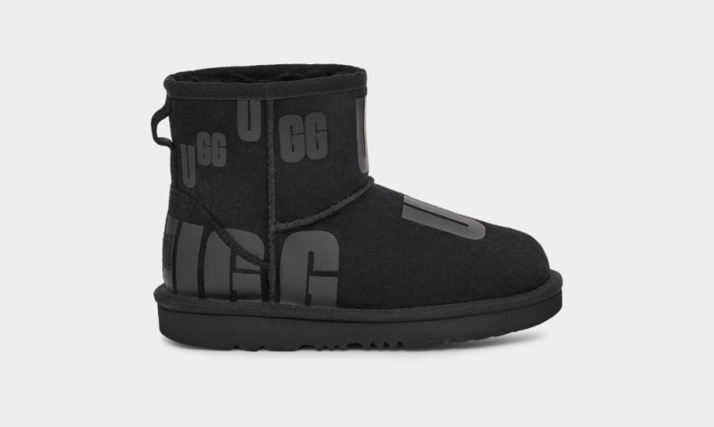 Cizme Ugg Clasici Mini Scatter Grafice Copii Negrii | 0937GHYVC