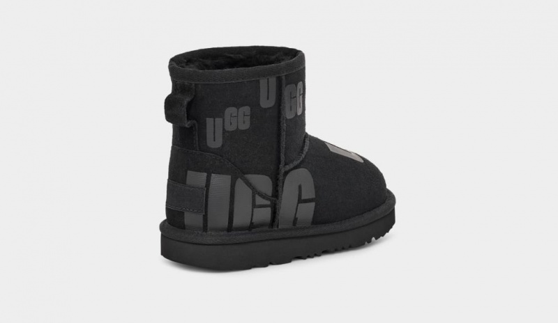 Cizme Ugg Clasici Mini Scatter Grafice Copii Negrii | 3064NZFVJ