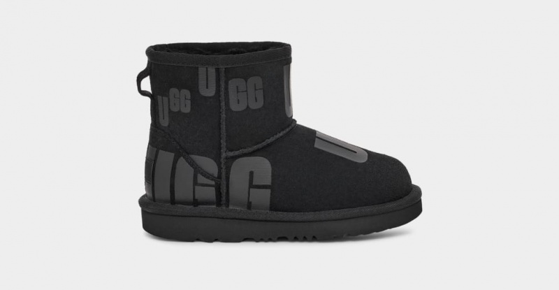 Cizme Ugg Clasici Mini Scatter Grafice Copii Negrii | 3064NZFVJ