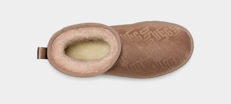 Cizme Ugg Clasici Ultra Mini Monogram Dama Maro Gri | 1867MWPYE