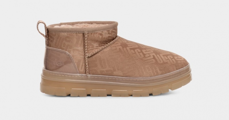 Cizme Ugg Clasici Ultra Mini Monogram Dama Maro Gri | 1867MWPYE