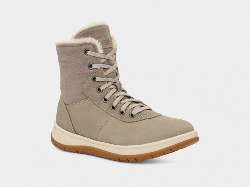 Cizme Ugg Lakesider Mid-High Dantela Up Dama Gri | 9238OQREF