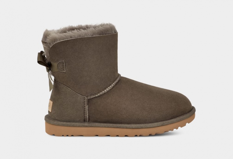 Cizme Ugg Mini Bailey Bow II Dama Gri | 4023VUKCN