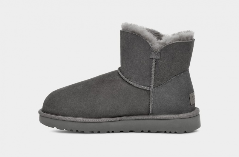 Cizme Ugg Mini Bailey Button II Dama Gri | 6091KUZJT