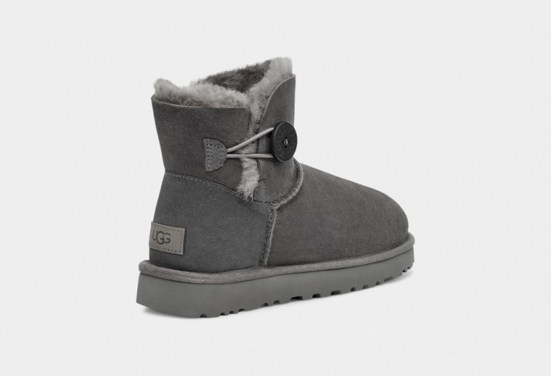 Cizme Ugg Mini Bailey Button II Dama Gri | 6091KUZJT