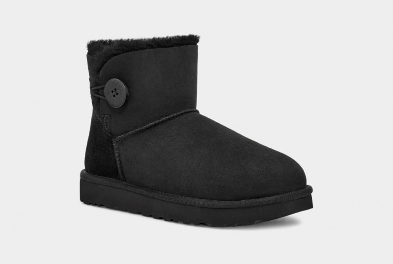 Cizme Ugg Mini Bailey Button II Dama Negrii | 5093EGMLA