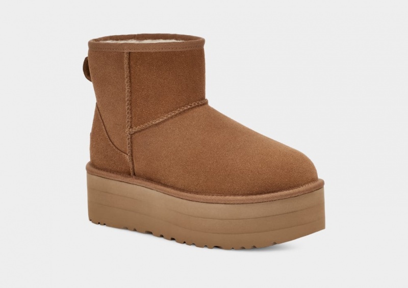 Cizme cu Platforma Ugg Clasici Mini Dama Maro | 4297HKBIU