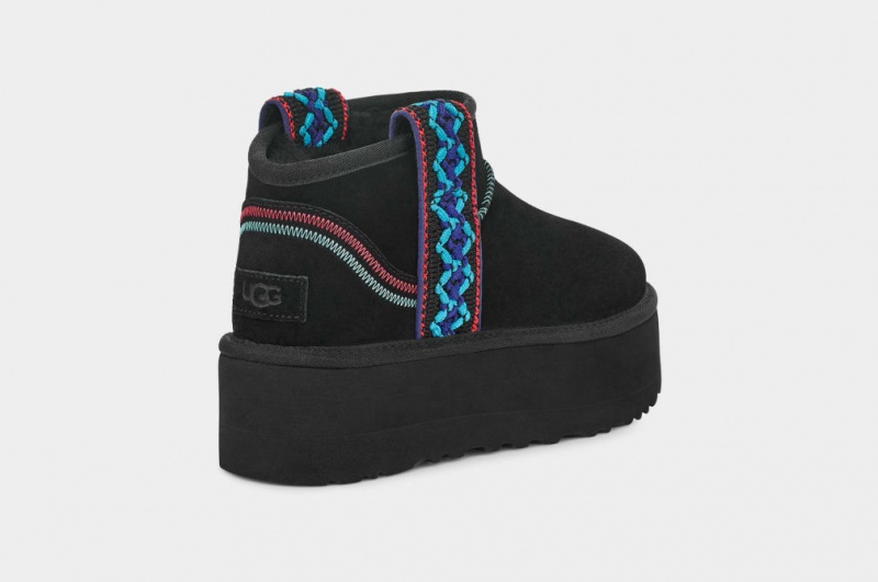 Cizme cu Platforma Ugg Clasici Ultra Mini Braid Dama Negrii | 5489NSAPL