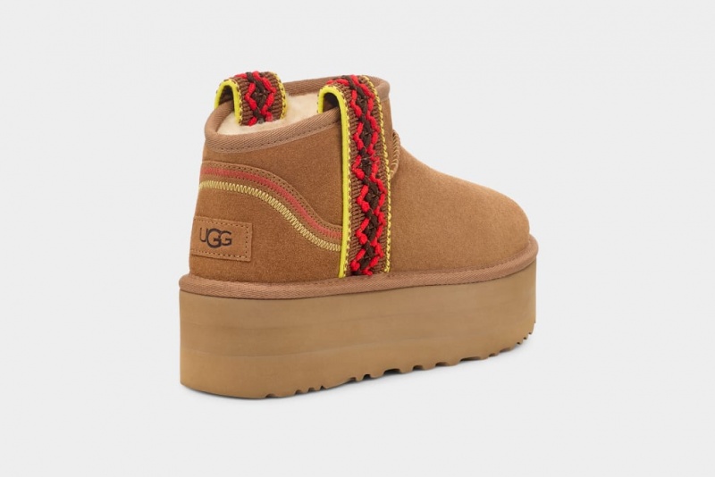 Cizme cu Platforma Ugg Clasici Ultra Mini Braid Dama Maro | 8514URZHC