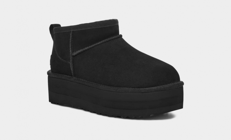 Cizme cu Platforma Ugg Clasici Ultra Mini Dama Negrii | 4518YTOUV