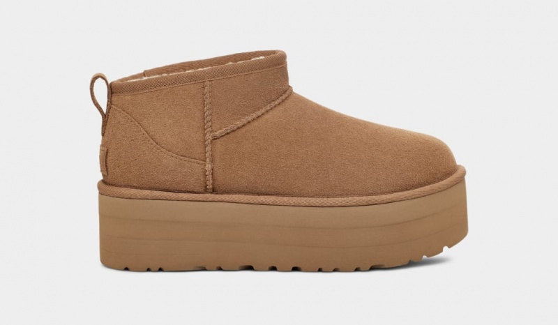 Cizme cu Platforma Ugg Clasici Ultra Mini Dama Maro | 6729NFHAU