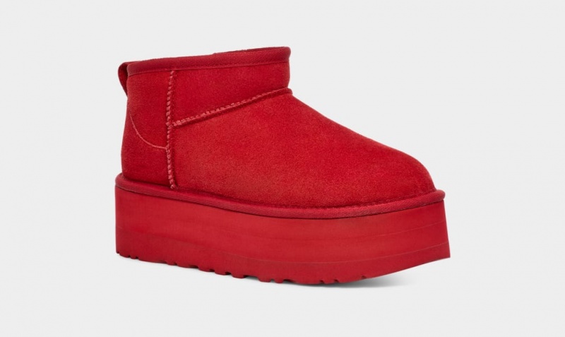 Cizme cu Platforma Ugg Clasici Ultra Mini Dama Rosii | 3129UJPWL