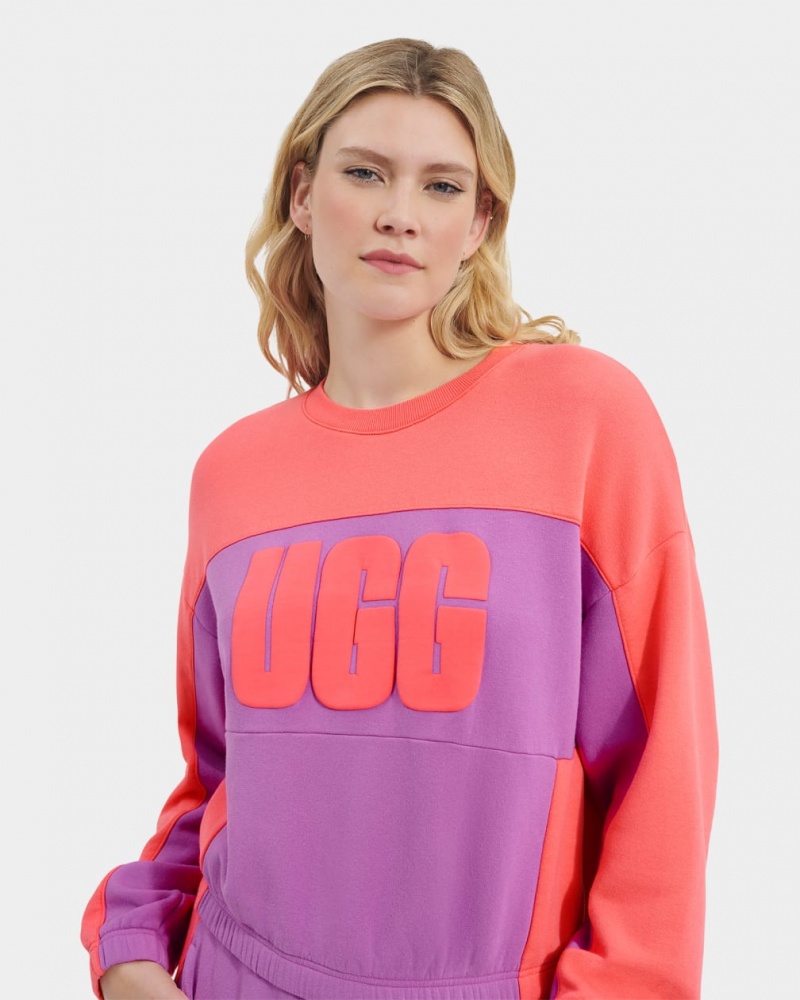 Hanorace Ugg Aryia Cropped Pullover Blocked Dama Corai | 4390TPZDR