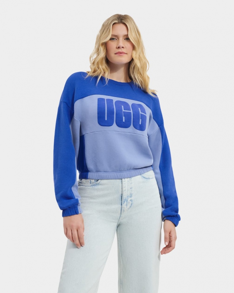 Hanorace Ugg Aryia Cropped Pullover Blocked Dama Albastri | 2314DKFIL