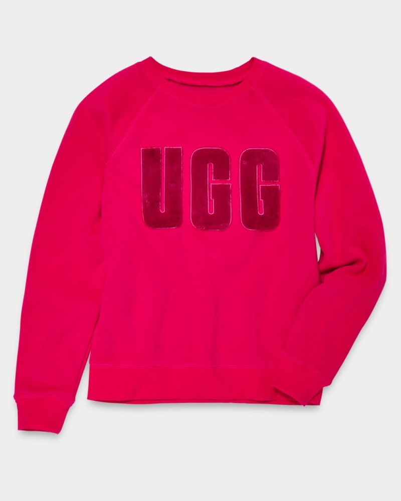 Hanorace Ugg Madeline Fuzzy Logo Crewneck Dama Roz Rosii Inchis | 2478TOFHW