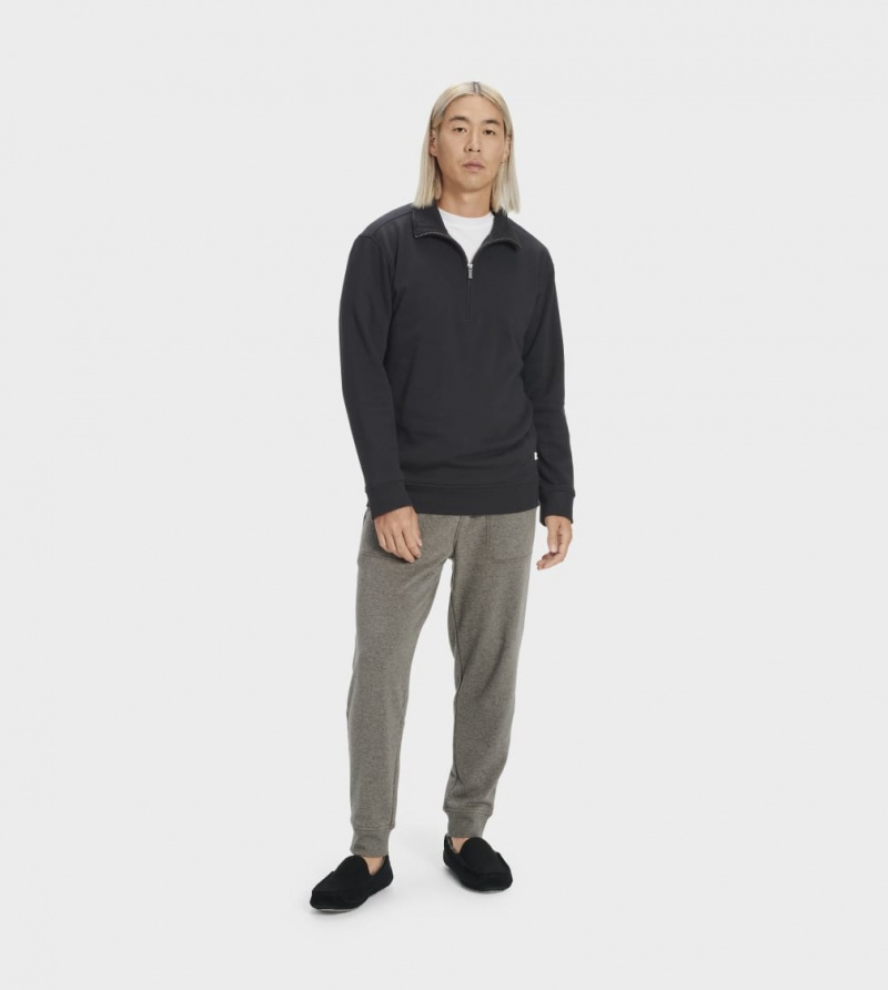 Hanorace Ugg Zeke Half Zip Pullover Barbati Negrii | 1603KIOAE