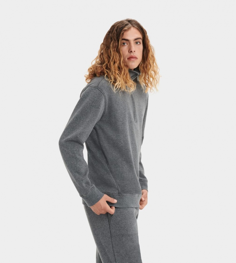 Hanorace Ugg Zeke Half Zip Pullover Barbati Gri | 0412DSBVI