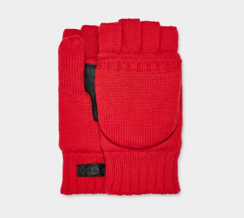 Manusi Ugg Knit Flip Mitten Barbati Rosii | 8027MLNWX