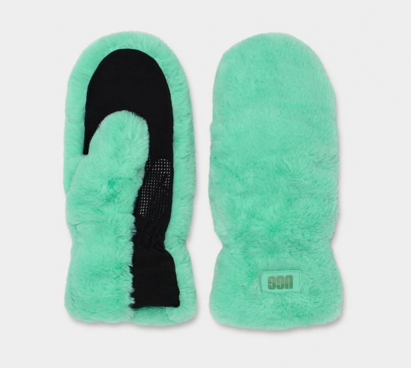 Manusi Ugg Matlasat Faux Fur Mitten Dama Turcoaz | 3806KQJVD