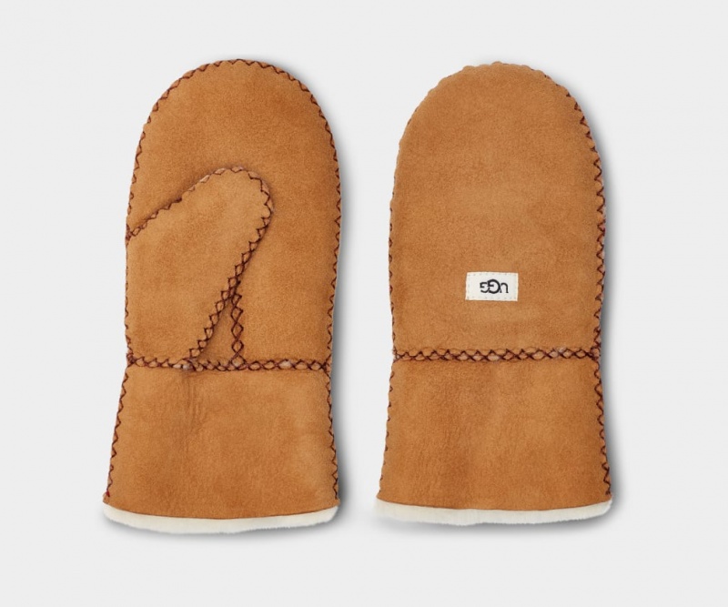 Manusi Ugg Sheepskin Mitten with Stitch Copii Maro | 8461KWGRY