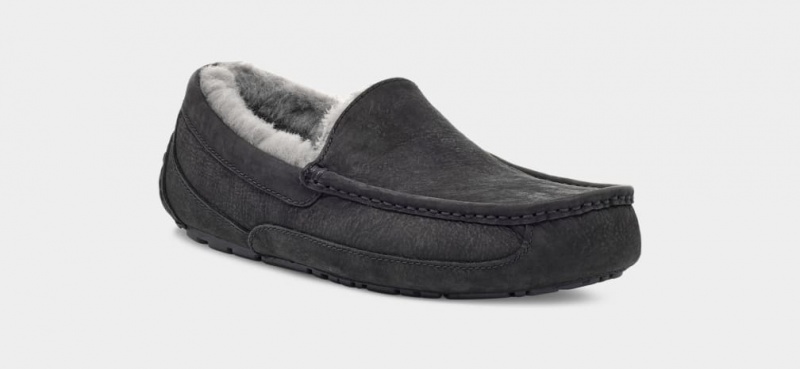 Mocasini Ugg Ascot Matte Piele Barbati Negrii | 3120BHEVZ