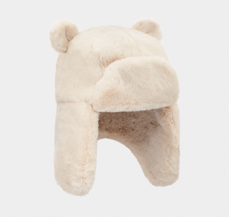 Palarie Ugg Faux Fur Trapper With Ears Copii Albi | 8245HKTBO