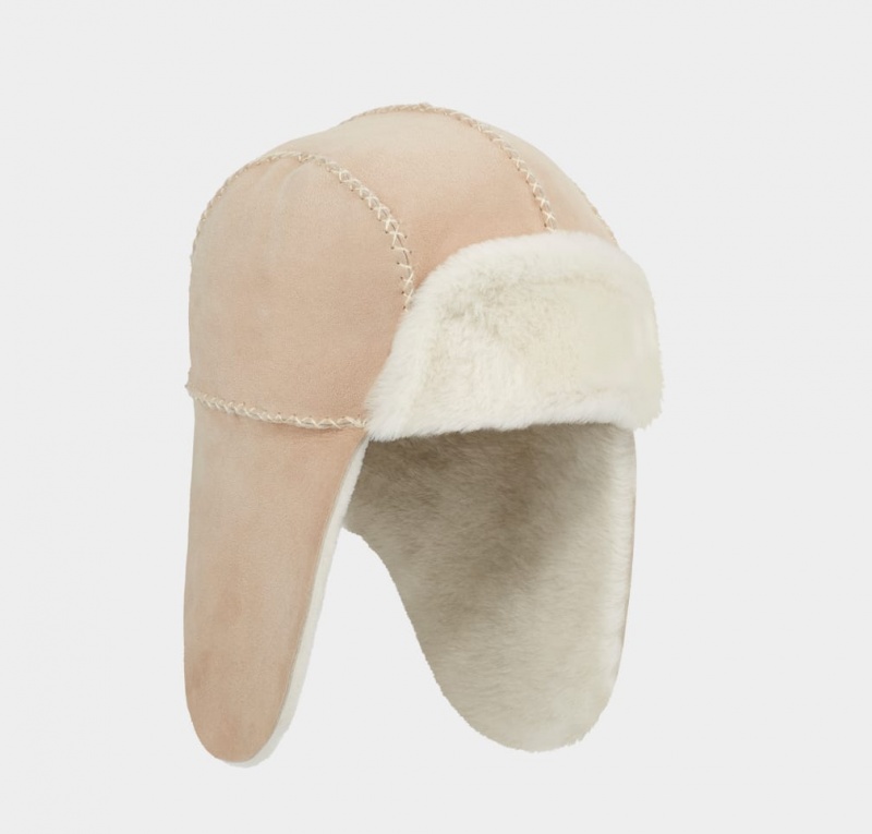 Palarie Ugg Sheepskin Trapper with Stitch Copii Maro | 0467QMHOC