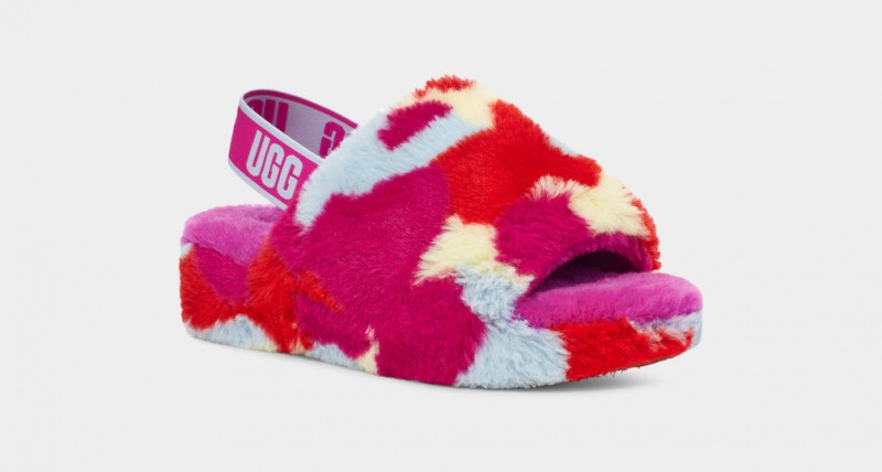 Papuci Ugg Fluff Yeah Camopop Dama Rosii | 1325XASHK