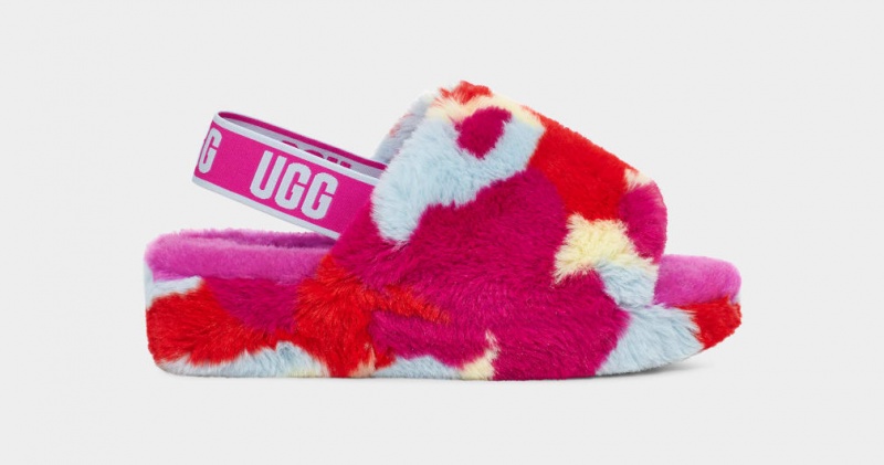 Papuci Ugg Fluff Yeah Camopop Dama Rosii | 1325XASHK