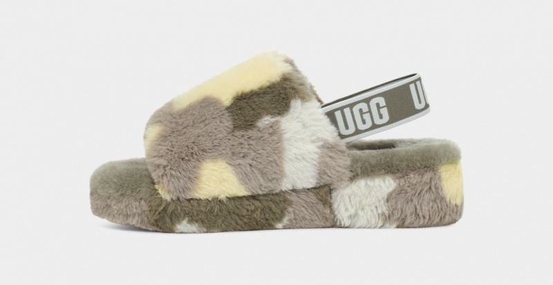 Papuci Ugg Fluff Yeah Camopop Dama Verzi | 6734YMZBU